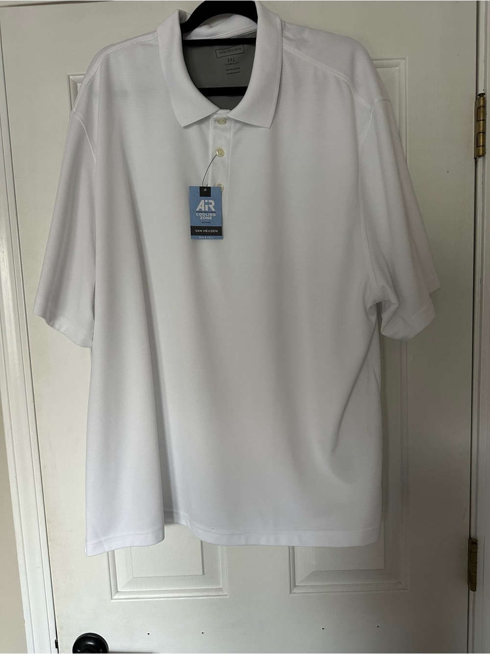 New Van Heusen AIR Cooling Zone Men's White Solid Short Sleeve Polo Shirt 3XL